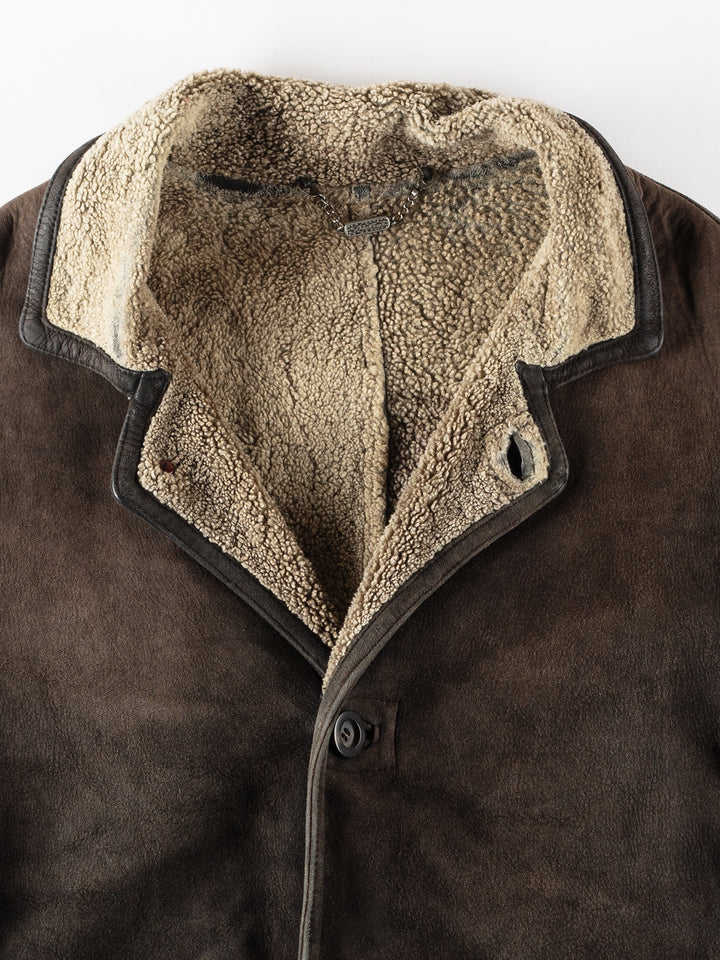 Vintage 90's Men Sheepskin Coat in BrownVN167