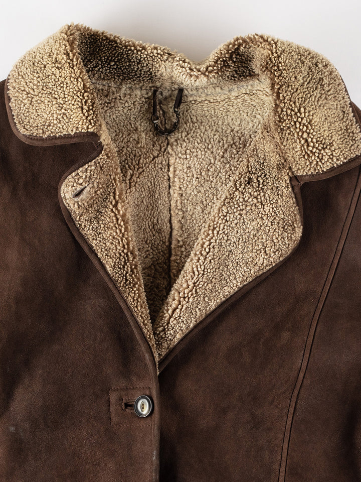 Vintage 80's Women Sheepskin Coat in BrownMN533
