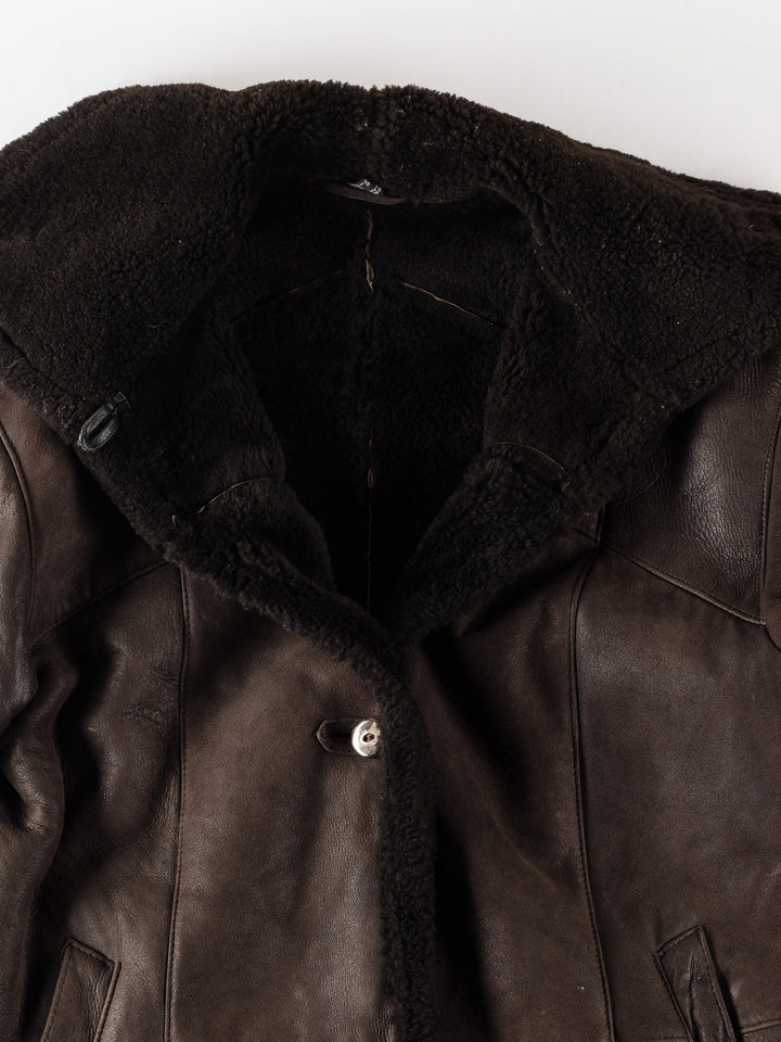 Vintage 80's Women Sheepskin Coat in BrownMN352