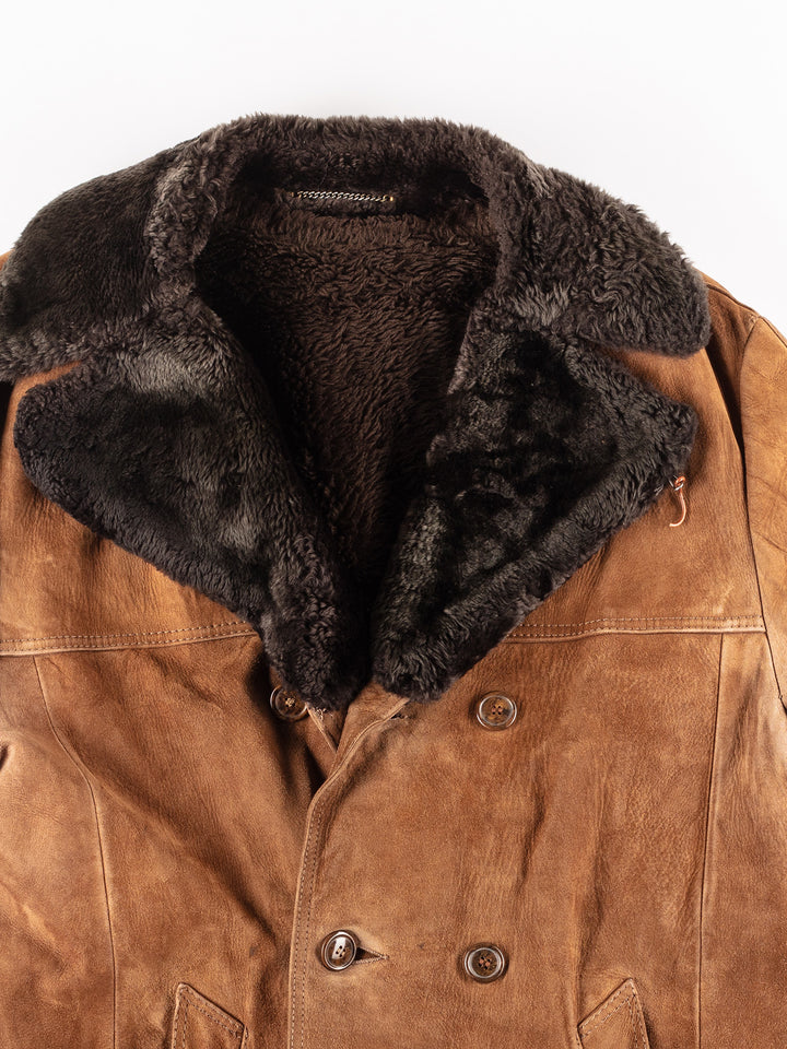 Vintage 70's Men Sheepskin Coat in Brown