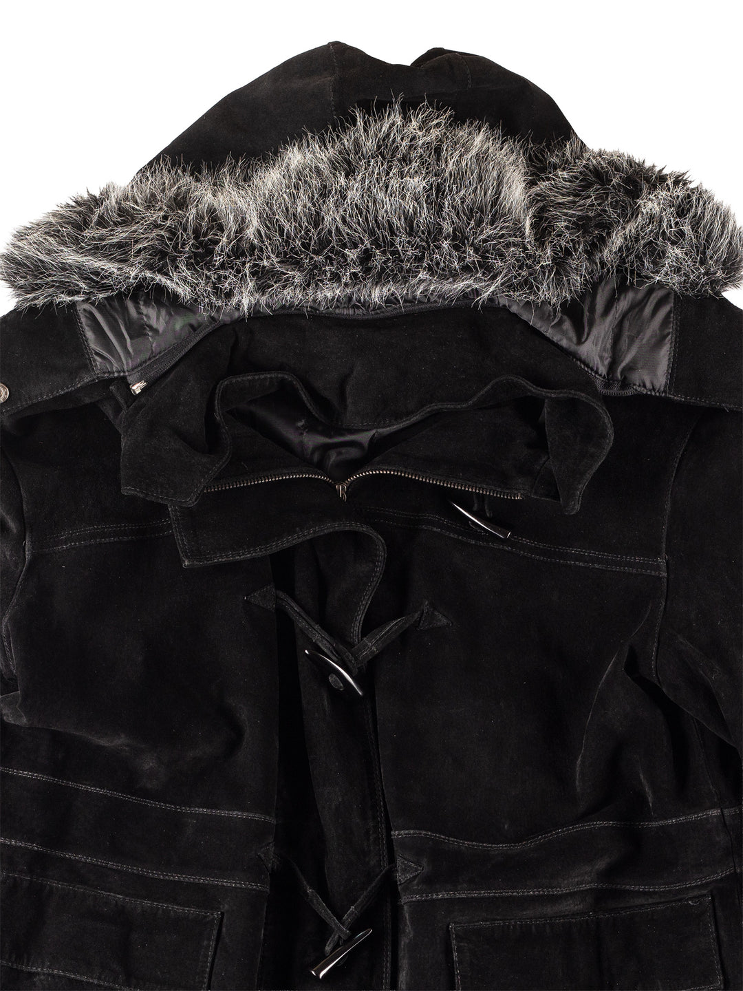 Vintage 90's Women Suede Coat in Black