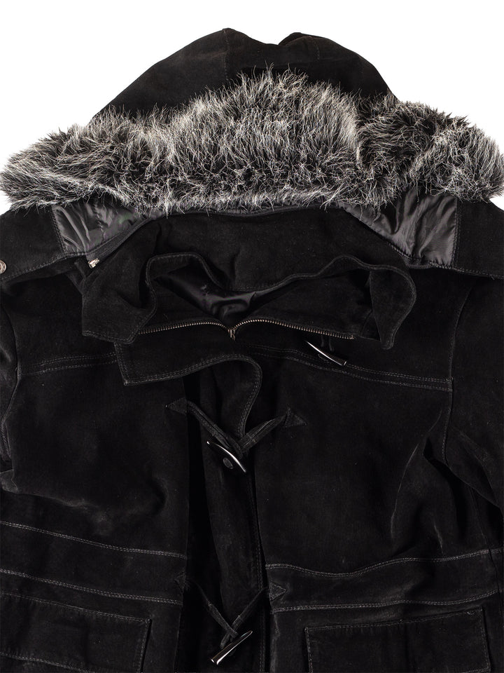Vintage 90's Women Suede Coat in Black