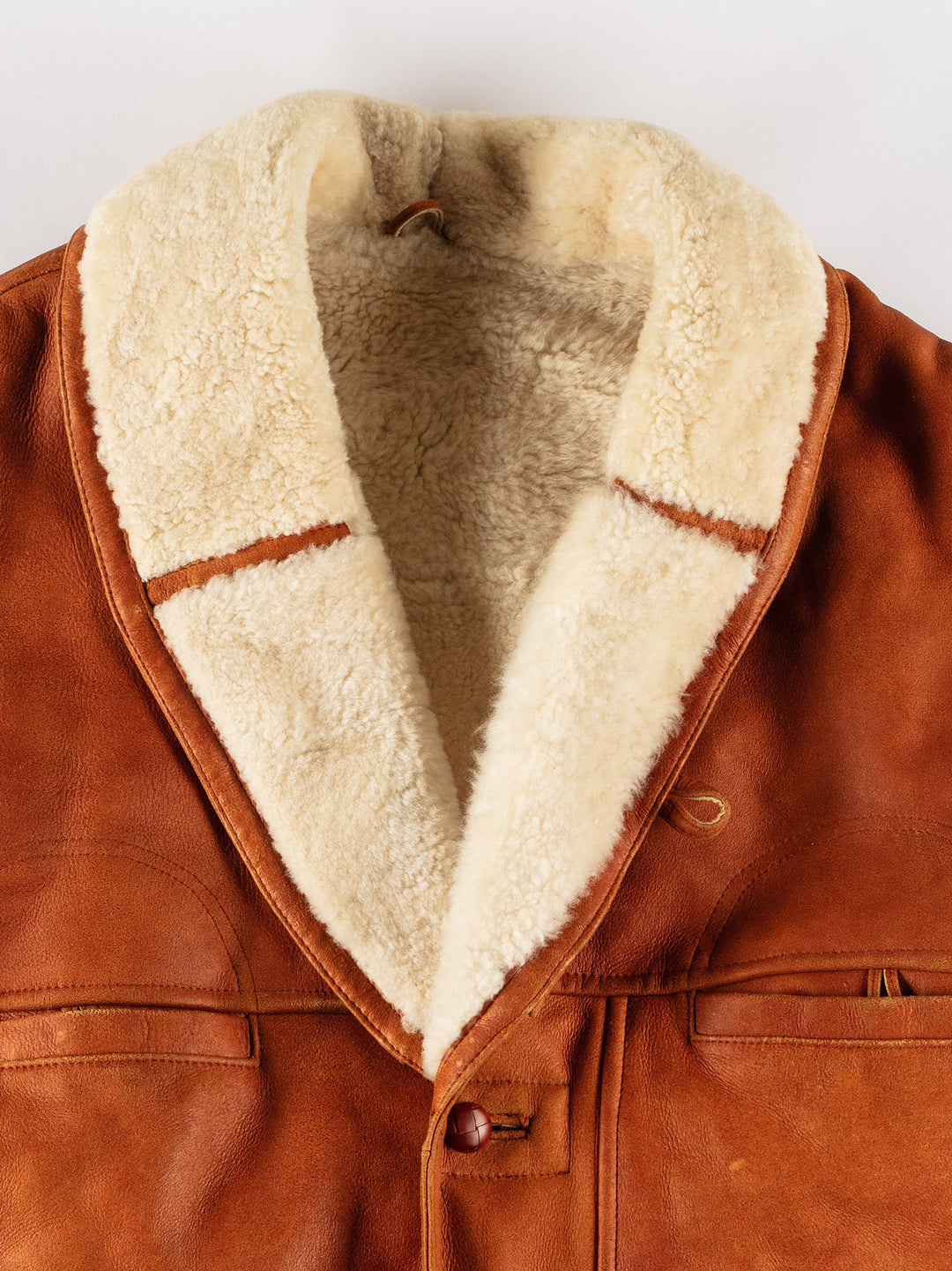 Vintage 80's Men Sheepskin Coat in BrownVN630
