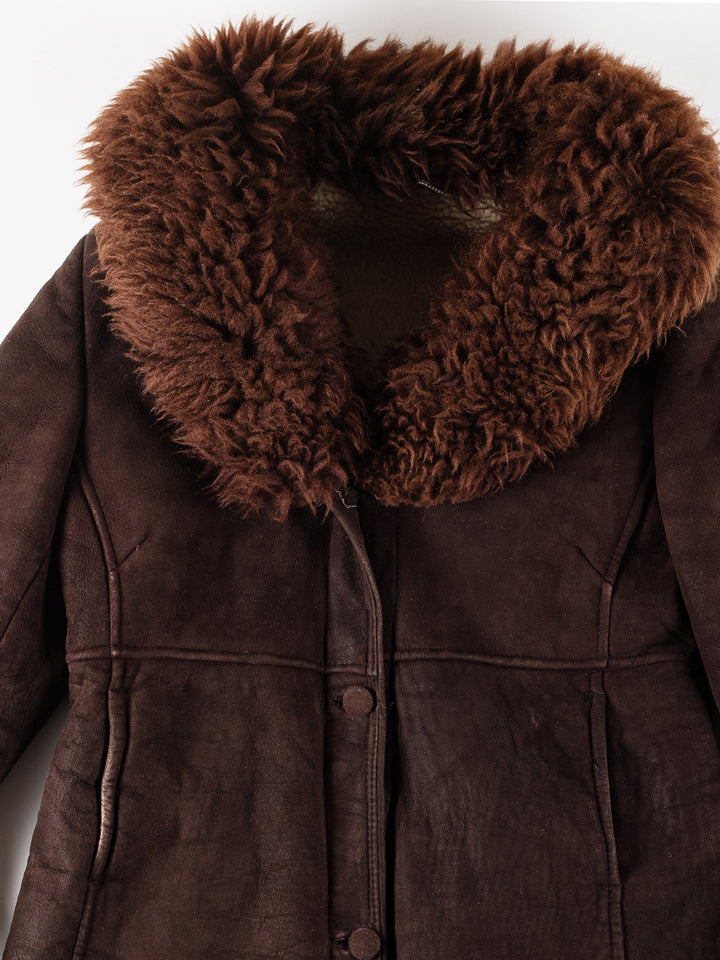 Vintage 80's Women Sheepskin Coat in BrownMN139