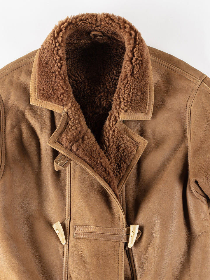 Vintage 80's Women Sheepskin Coat in BrownMN171