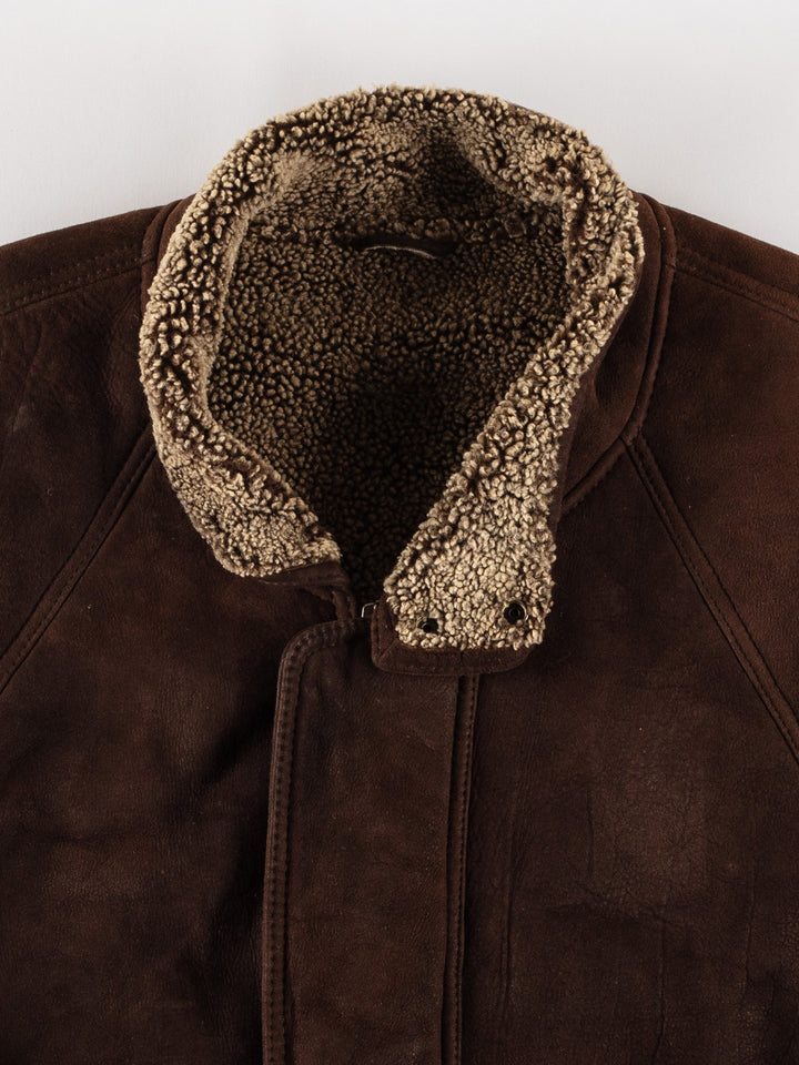 Vintage 80's Men Sheepskin Coat in BrownVN615