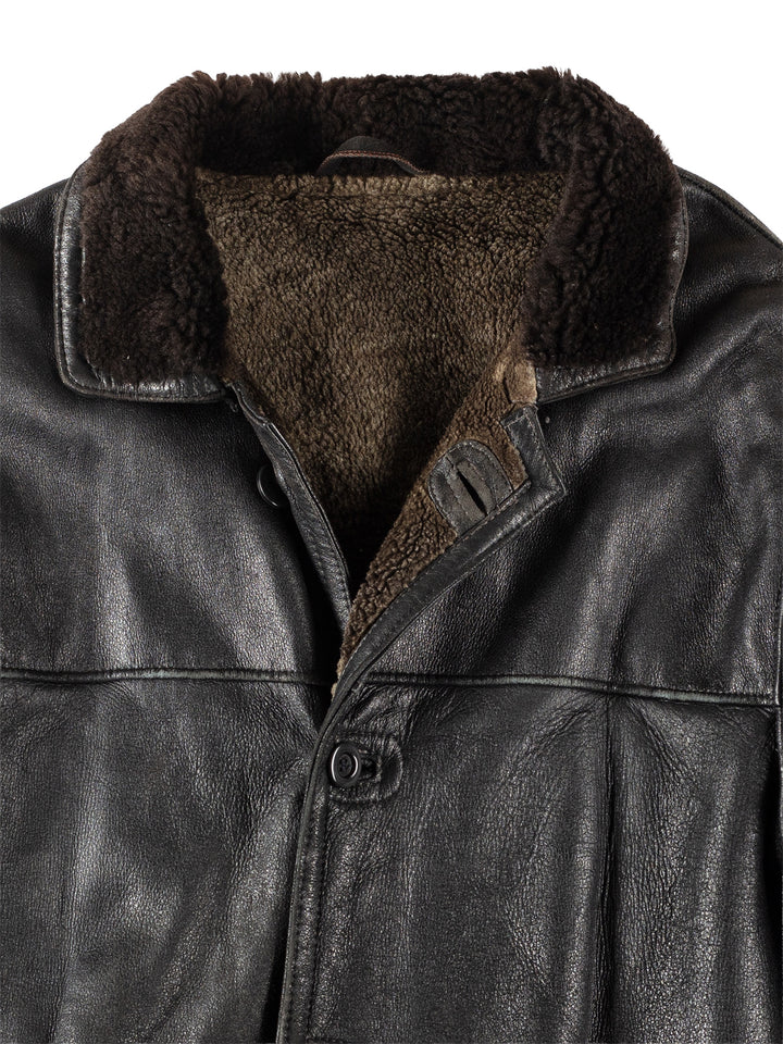 Vintage 80's Men Sheepskin Coat in BlackVN126Free Text