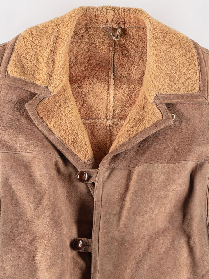 Vintage 70's Men Sheepskin Coat in BeigeVN474