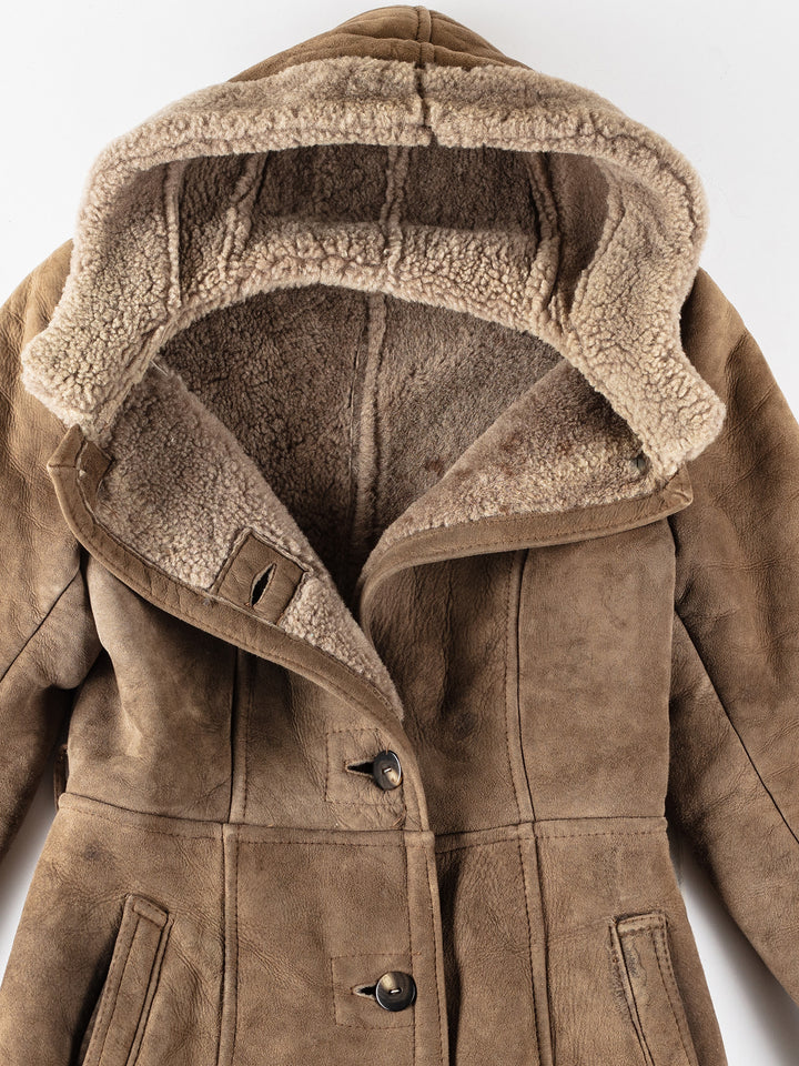 Vintage 70's Women Sheepskin Coat in BeigeMN137