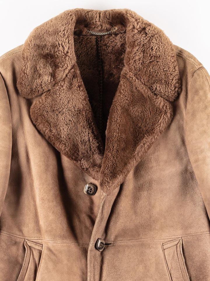 Vintage 70's Men Sheepskin Coat in BeigeVN094
