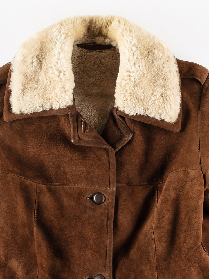 Vintage 80's Women Sheepskin Coat in BrownMN254