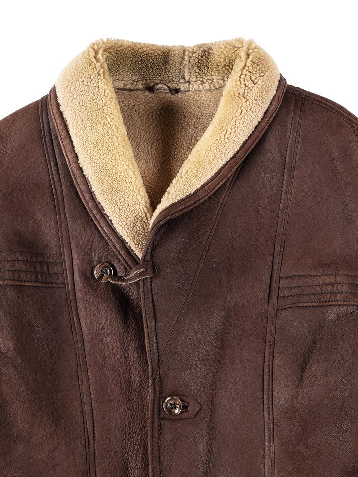 Vintage 80's Men Sheepskin Coat in BrownVN115