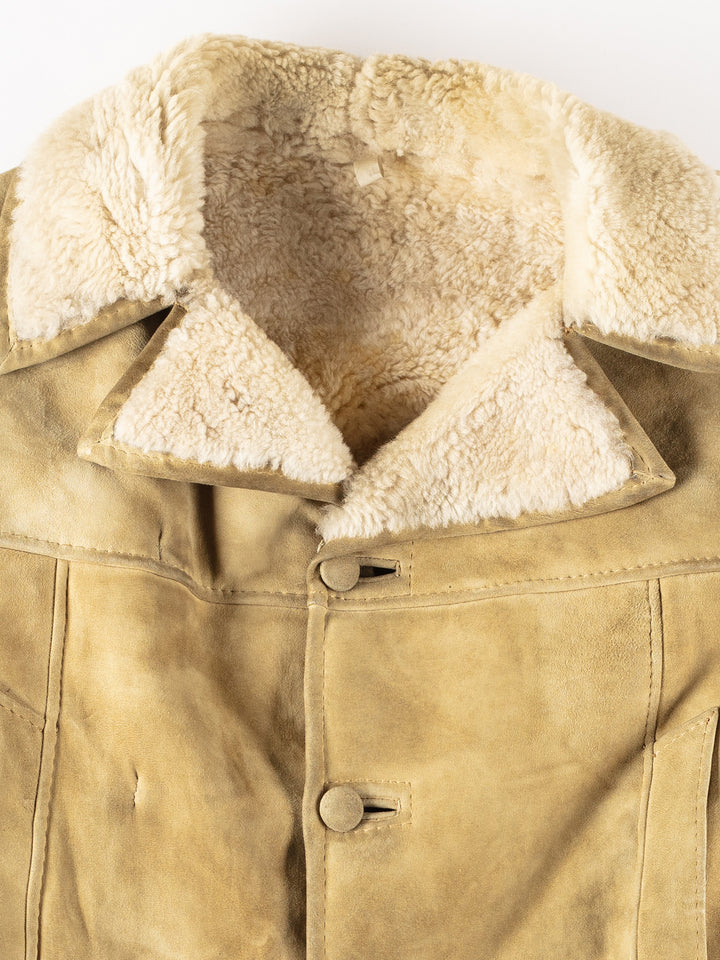 Vintage 80's Men Sheepskin Coat in GreenVN247
