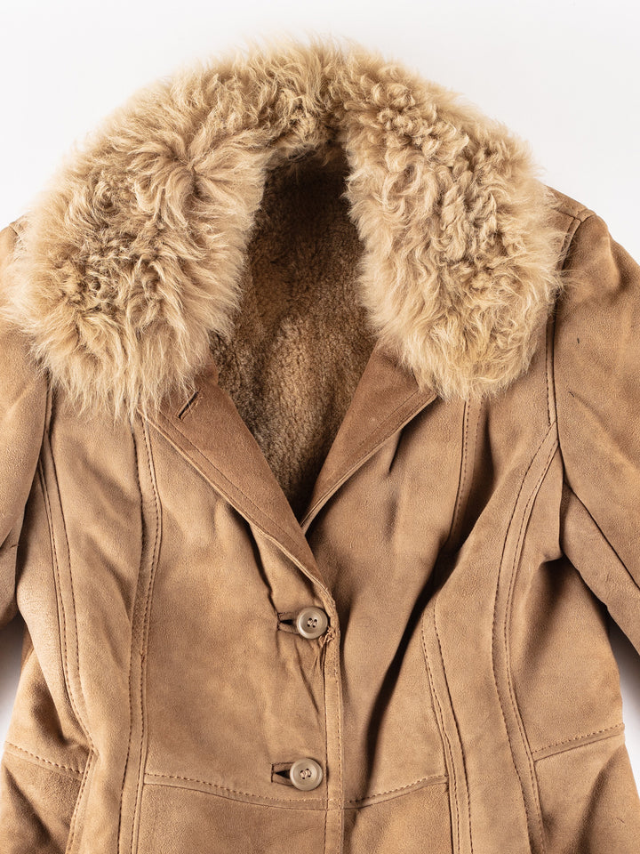 Vintage 90's Women Sheepskin Coat in BeigeMN216