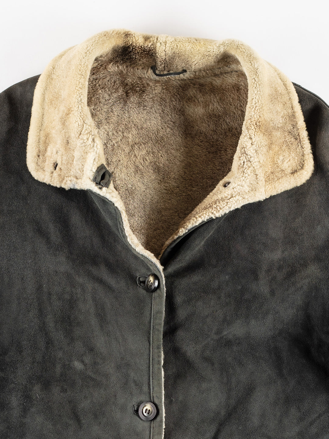 Vintage 80's Women Sheepskin Coat in GrayMN433