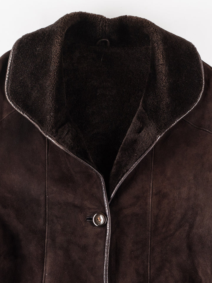 Vintage 90's Women Sheepskin Coat in BrownMN205