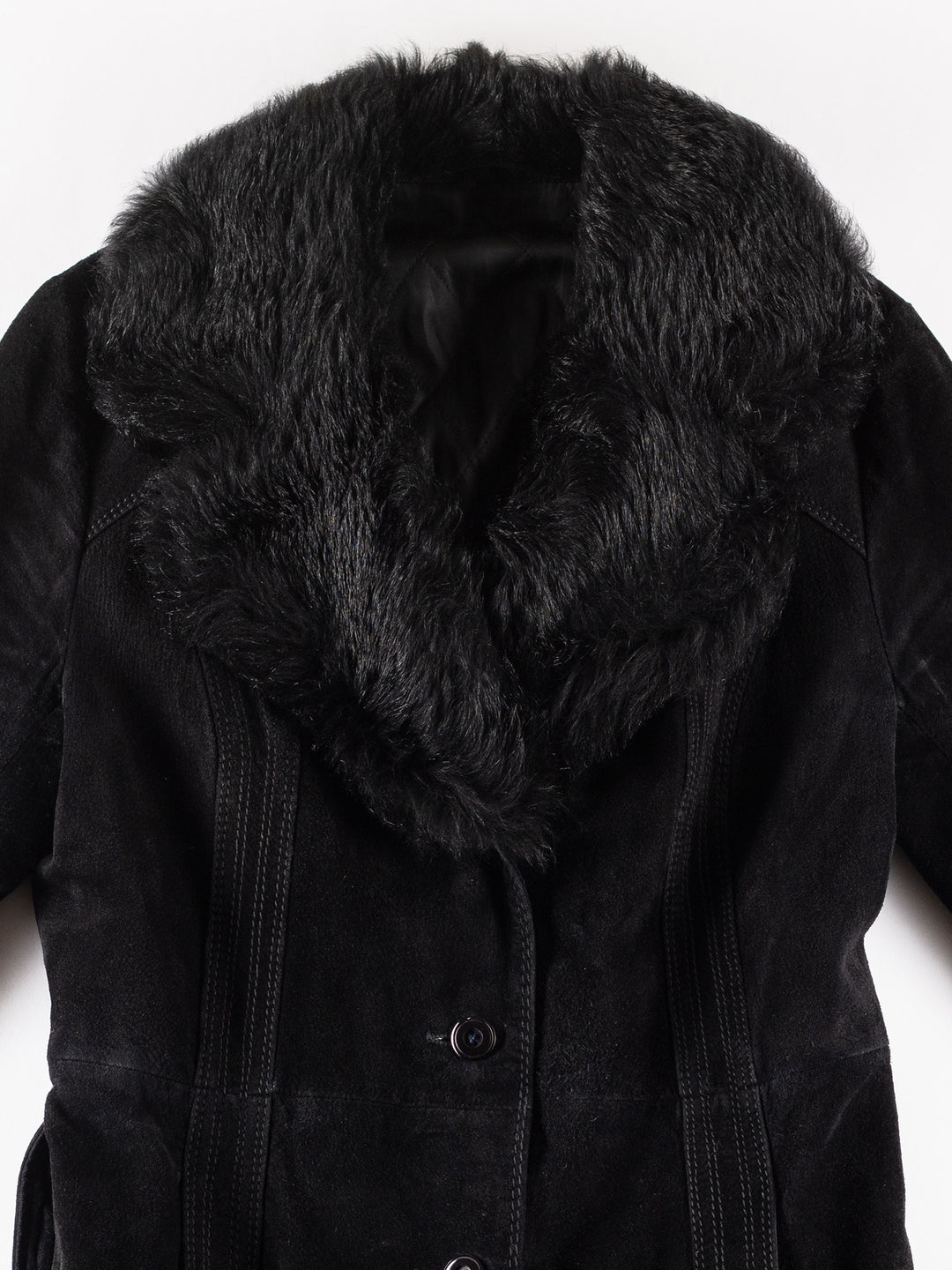 Vintage 70's Women Suede Coat in BlackMN257