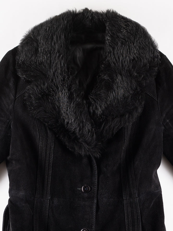Vintage 70's Women Suede Coat in BlackMN257