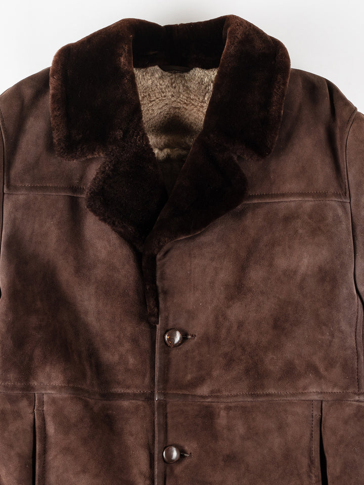 Vintage 70's Men Sheepskin Coat in BrownVN130
