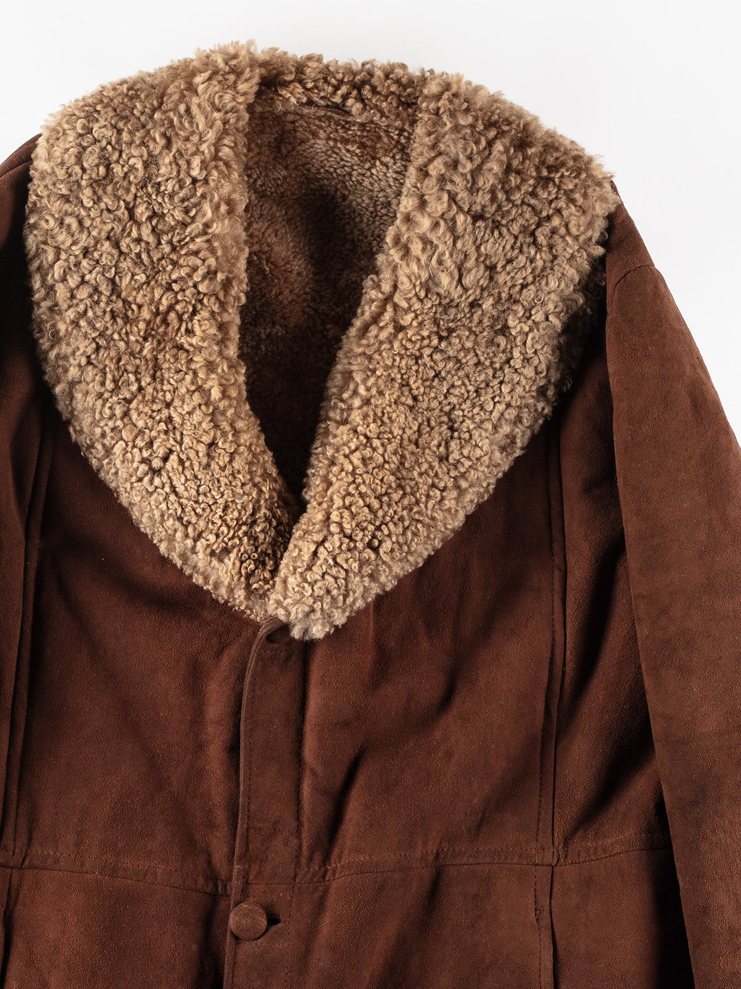 Vintage 70's Men Sheepskin Shearling Coat in Brown