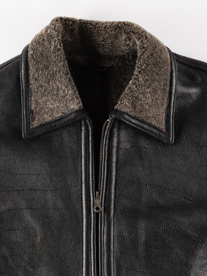 Vintage 80's Men Sheepskin Jacket in BlackVN179