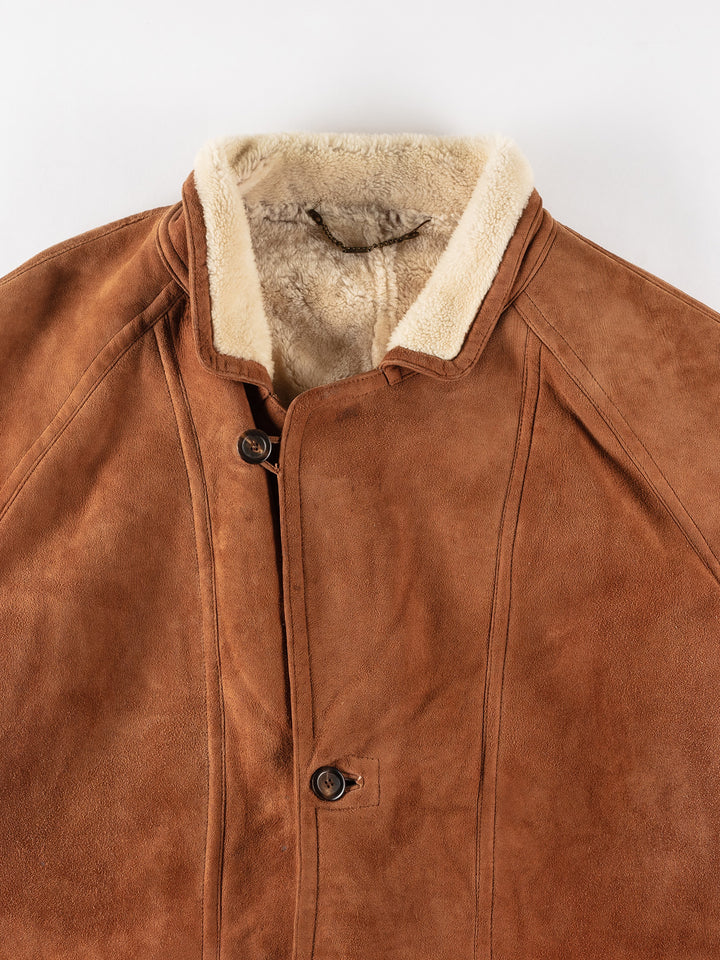 Vintage 80's Men Sheepskin Coat in BrownVN197