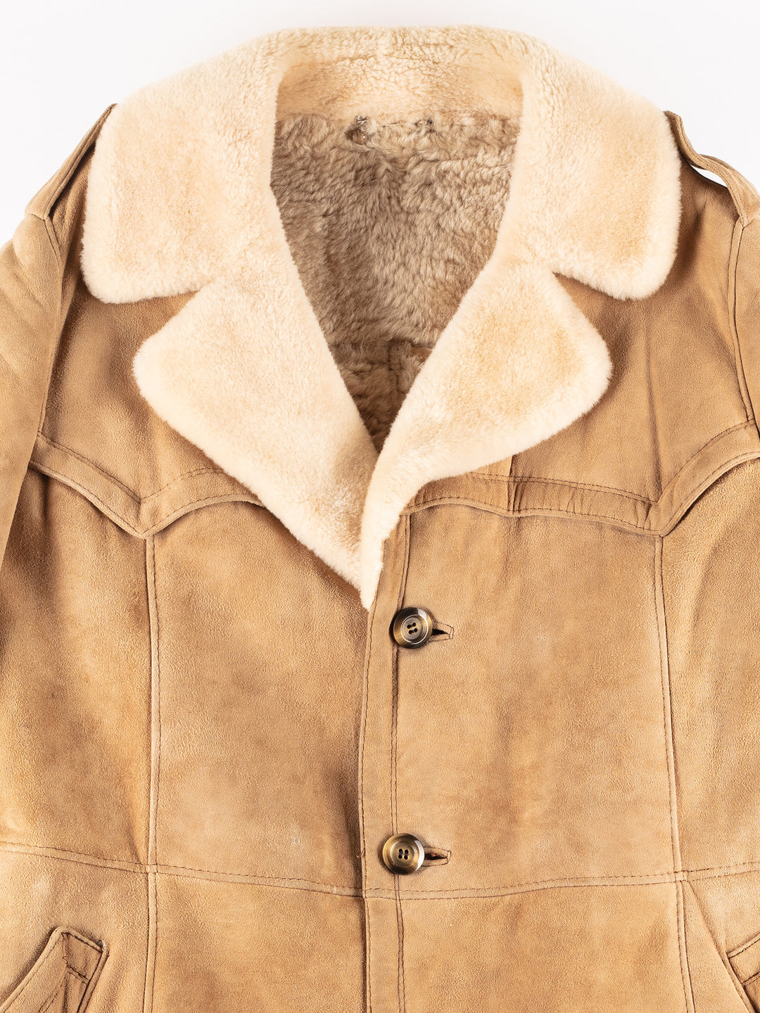 Vintage 80's Men Sheepskin Coat in BeigeVN098