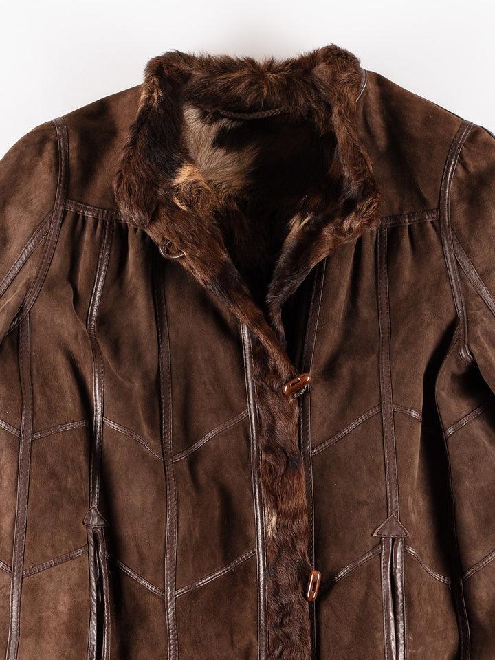 Vintage 80's Women Sheepskin Coat in BrownMN436