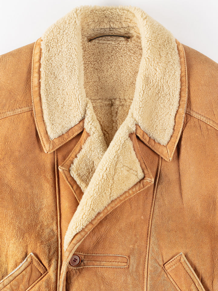 Vintage 80's Men Sheepskin Coat in BeigeVN279