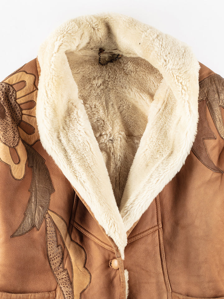 Vintage 80's Women Sheepskin Coat in BrownMN198
