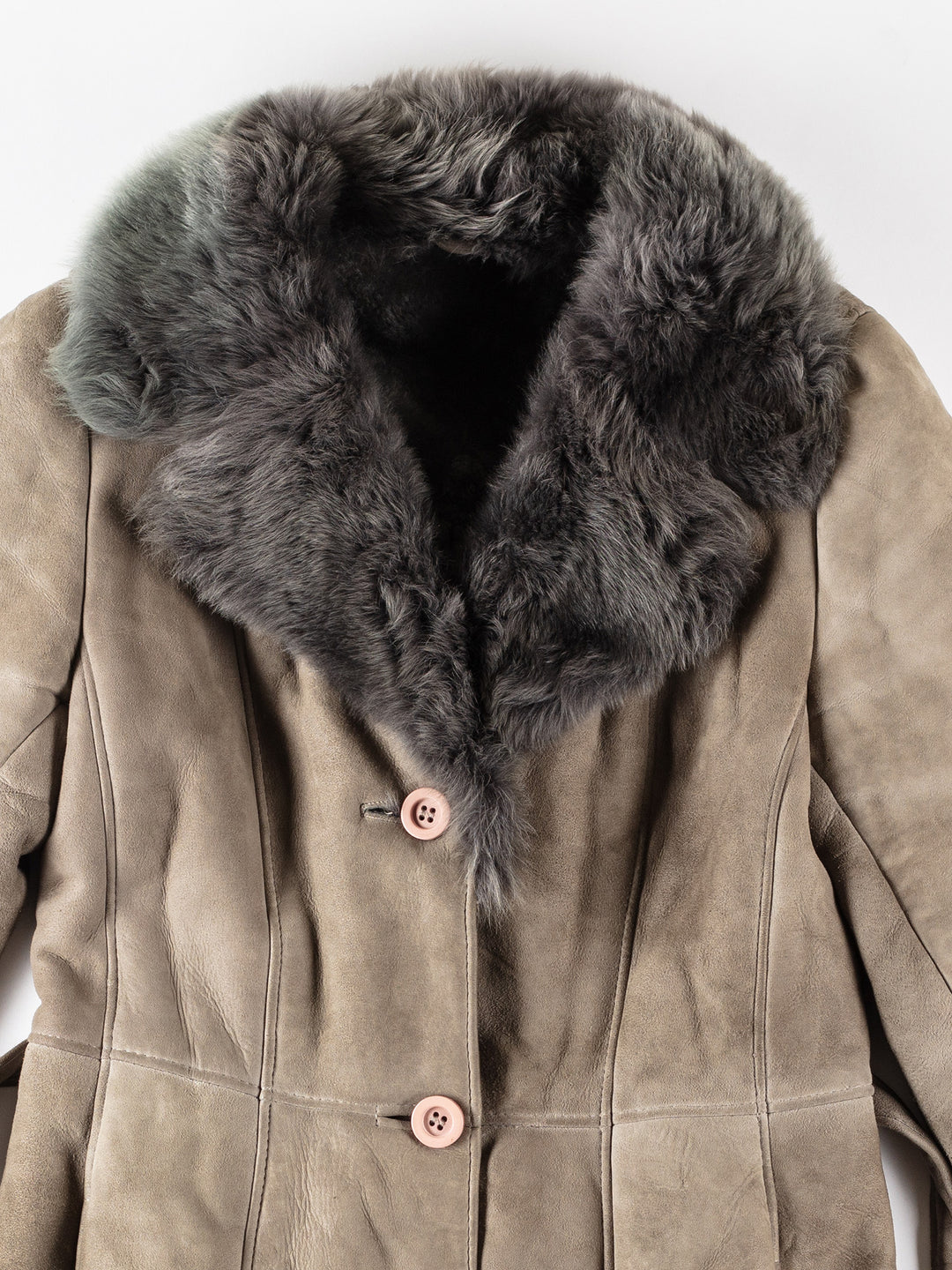 Vintage 70's Women Sheepskin Coat in GrayMN161