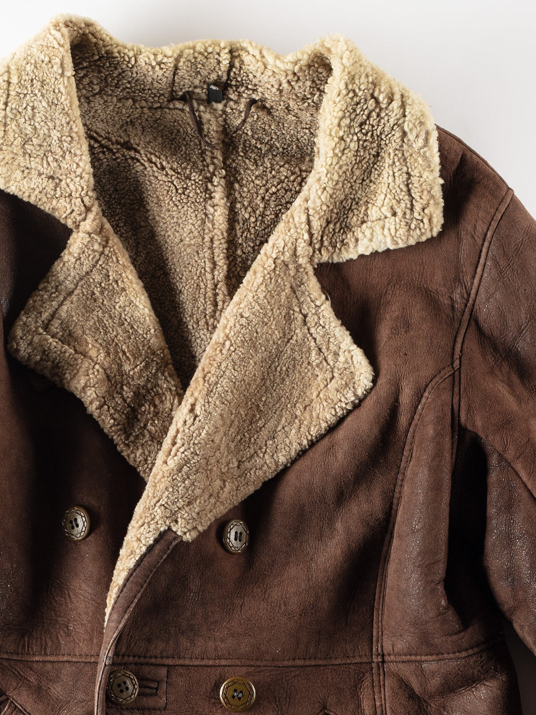Vintage 80's Men Sheepskin Coat in Brown