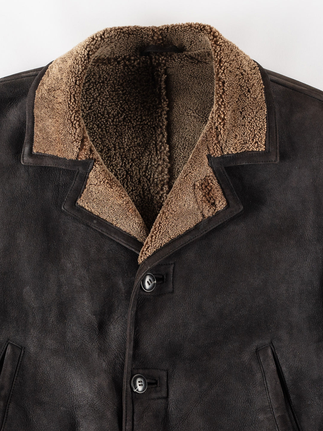 Vintage 80's Men Sheepskin Coat in GrayVN390