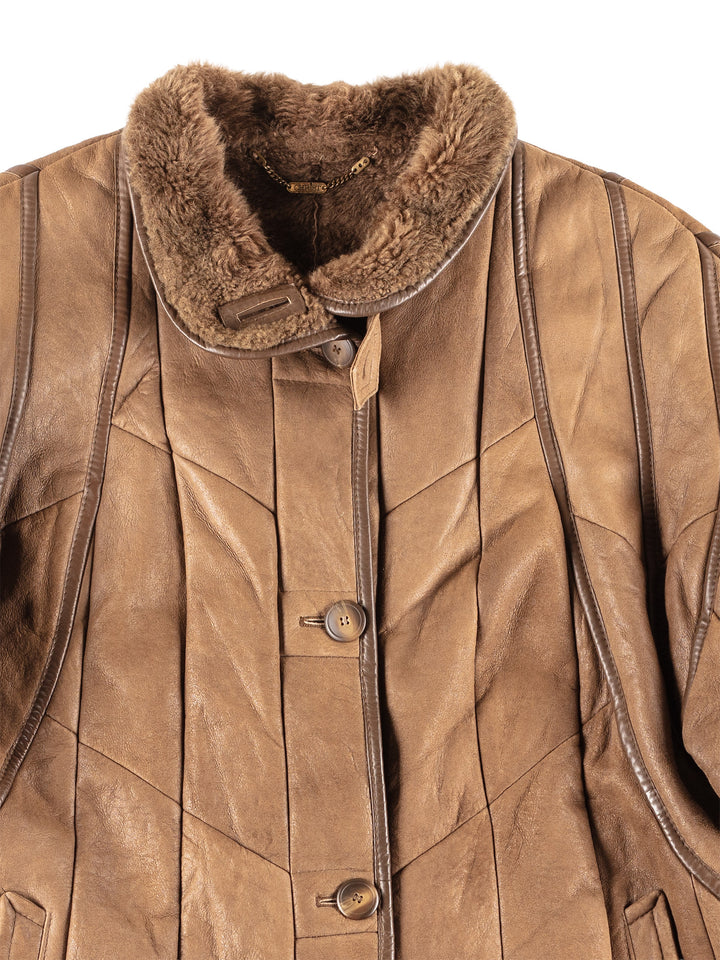 Vintage 80's Women Sheepskin Coat in Brown