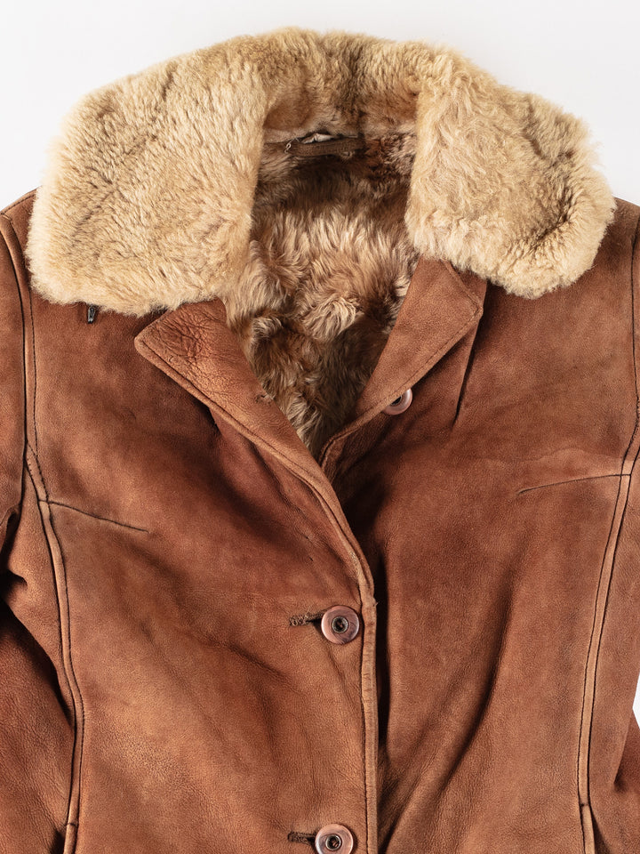 Vintage 70's Women Sheepskin Coat in BrownMN196