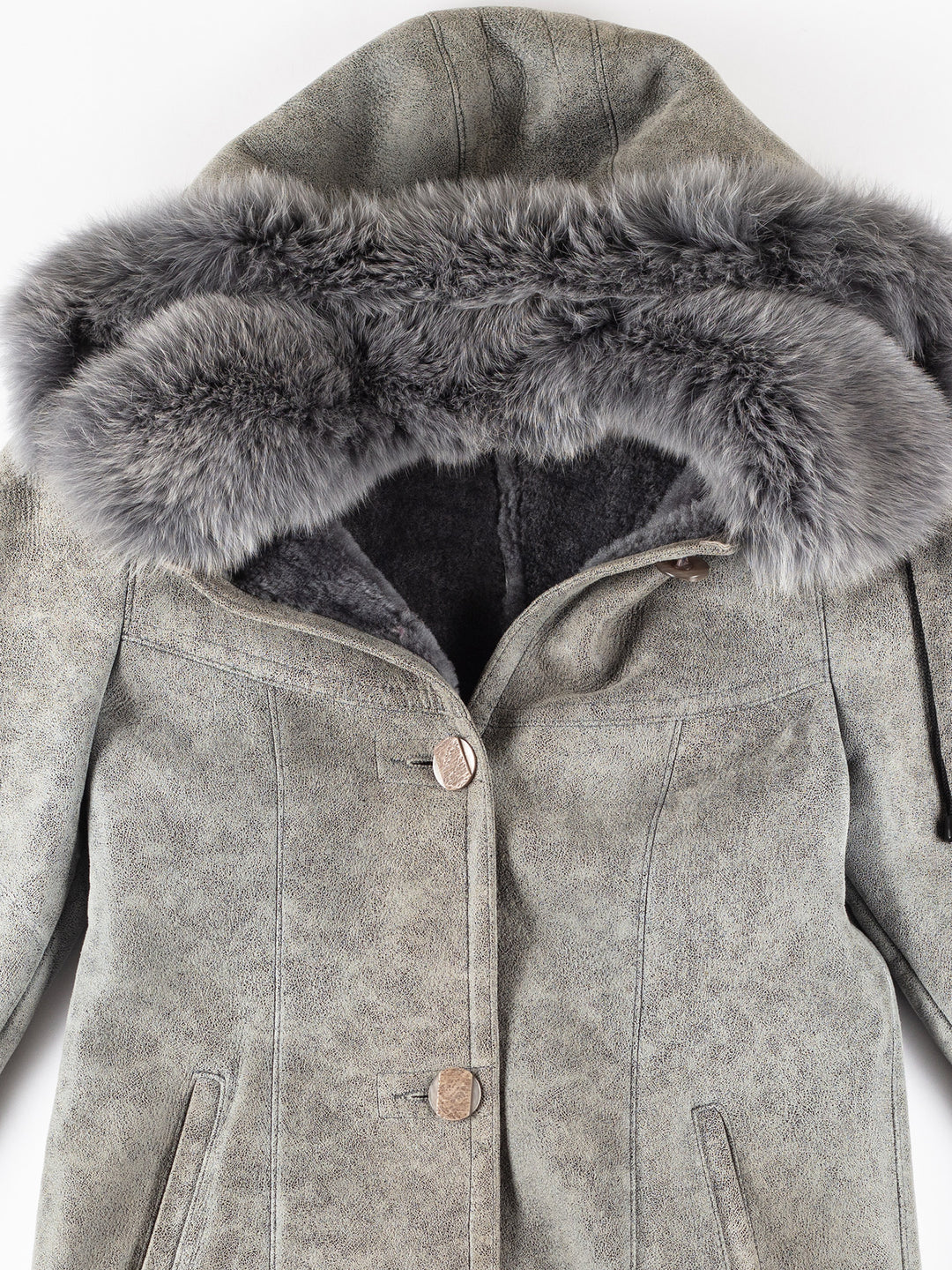 Vintage 90's Women Sheepskin Coat in GrayMN225
