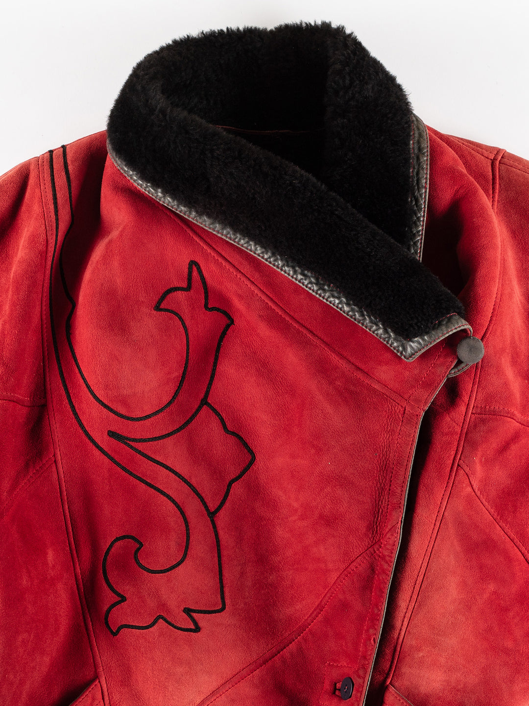 Vintage 80's Women Sheepskin Coat in RedMN415