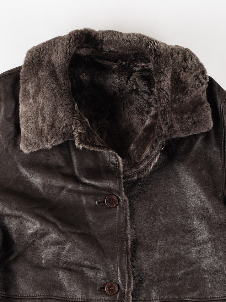 Vintage 80's Women Sheepskin Jacket in BrownMN362