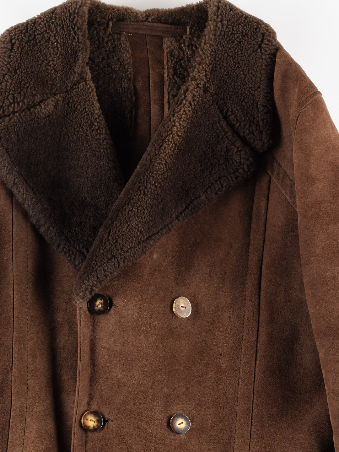 Vintage 70's Men Sheepskin Shearling Coat in Brown