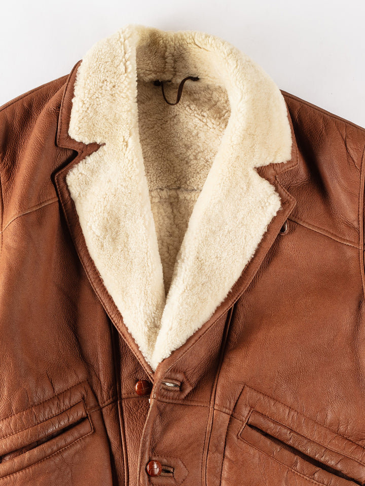 Vintage 80's Men Sheepskin Coat in BrownVN375