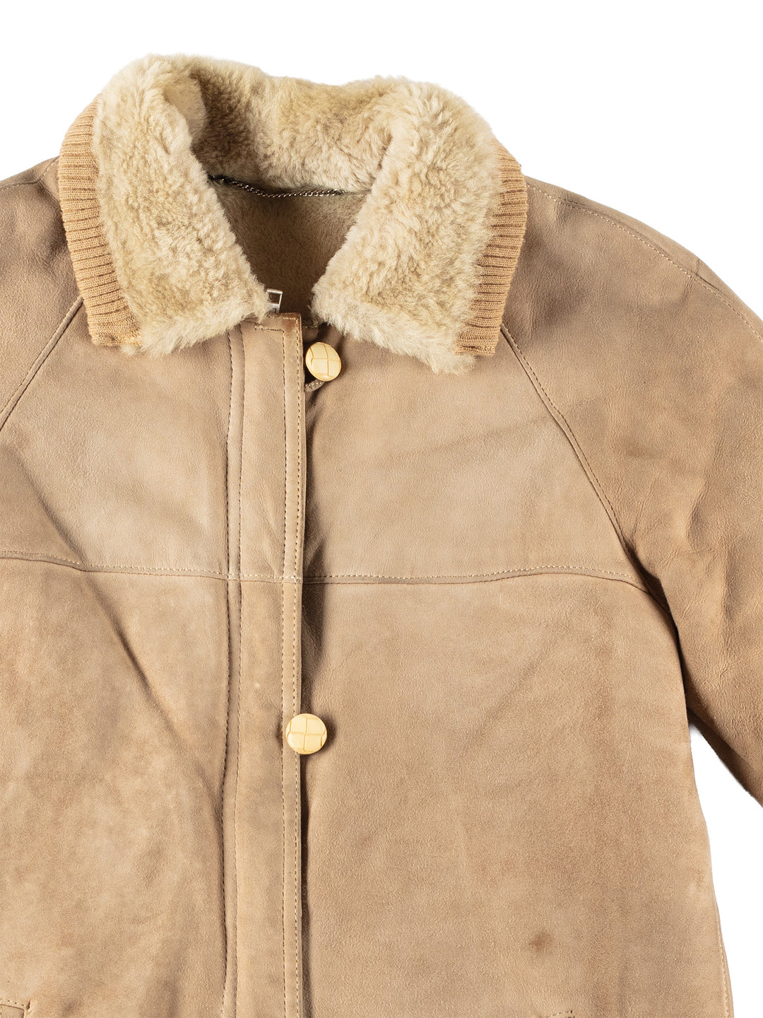 Vintage 80's Women Sheepskin Jacket in Beige