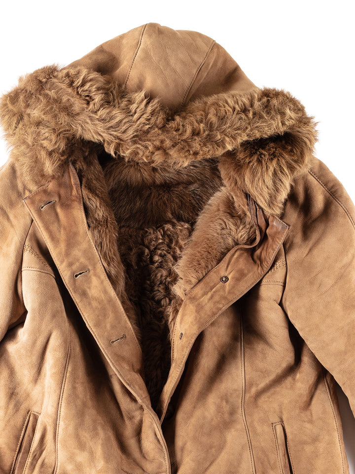Vintage 90's Women Sheepskin Coat in Brown