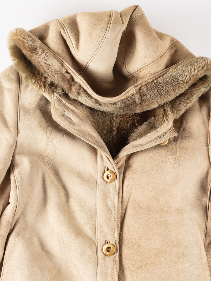 Vintage 80's Women Sheepskin Coat in BeigeMN180