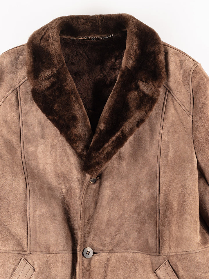 Vintage 70's Men Sheepskin Coat in Brown