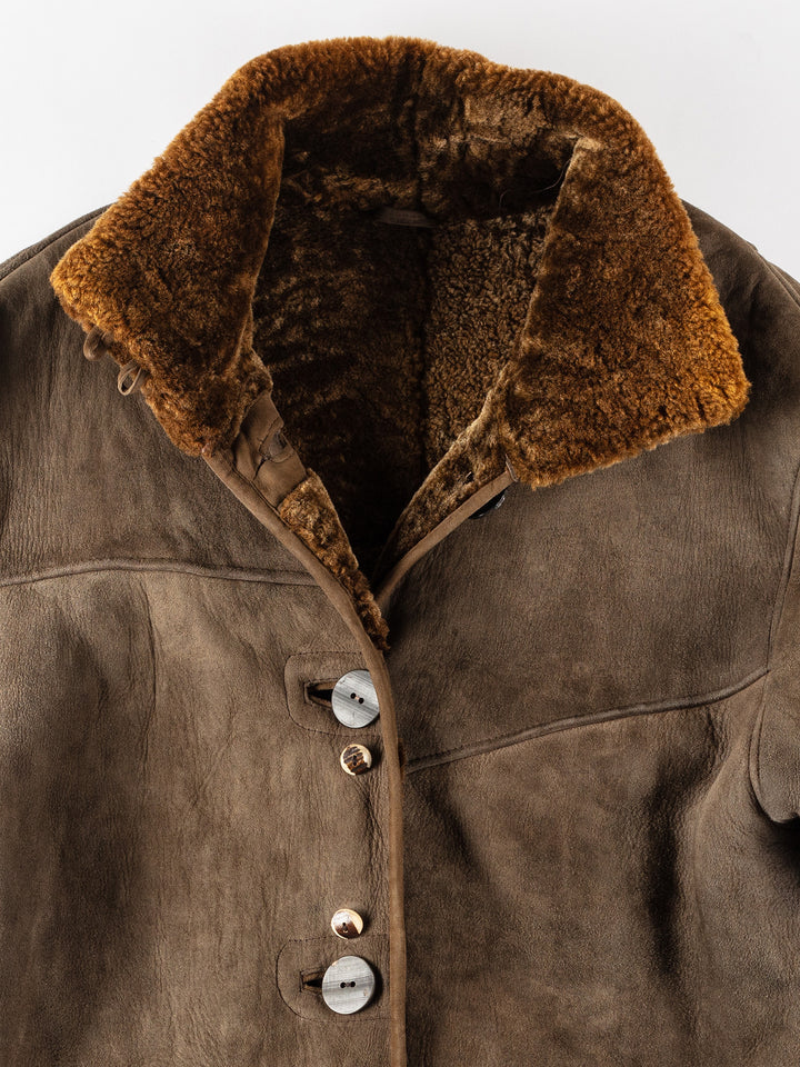 Vintage 80's Women Sheepskin Coat in BrownMN179