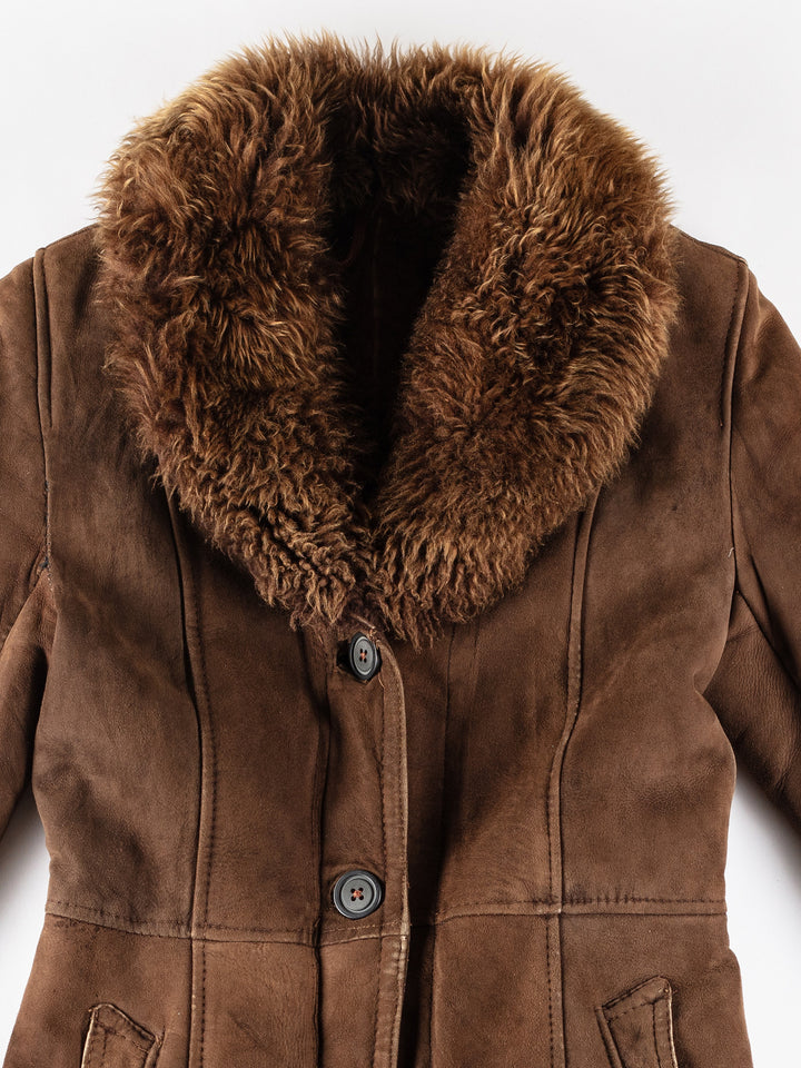Vintage 70's Women Sheepskin Coat in BrownMN185