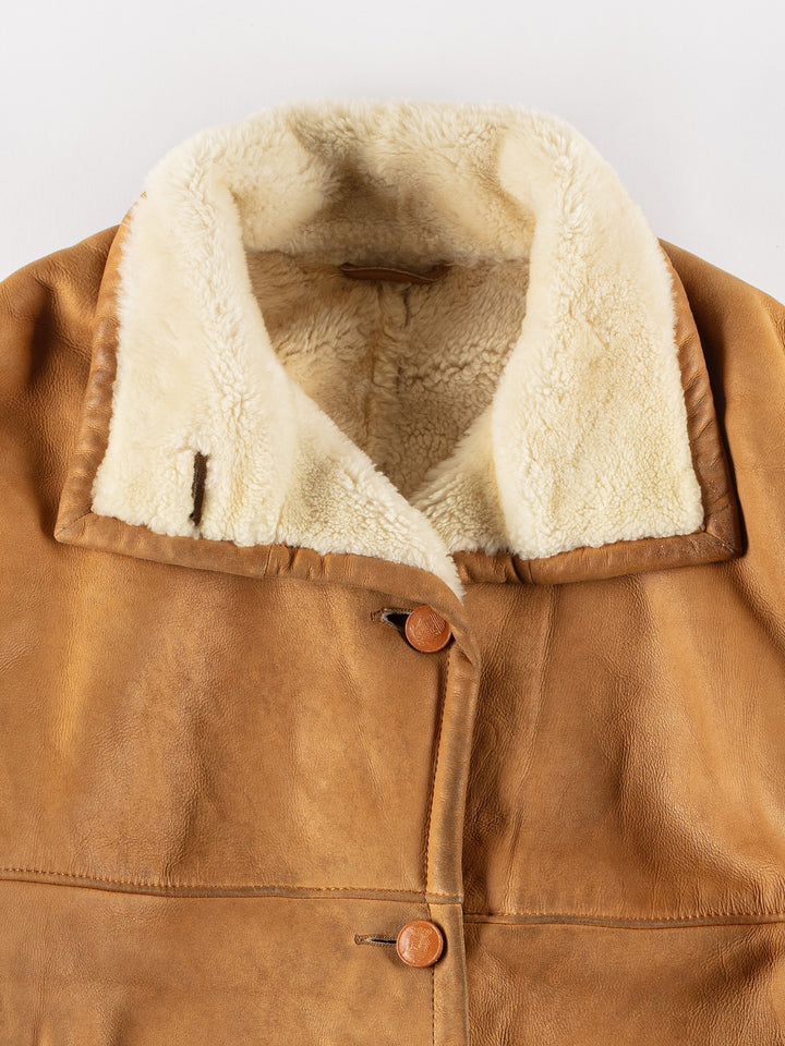 Vintage 80's Women Sheepskin Coat in BrownVN493