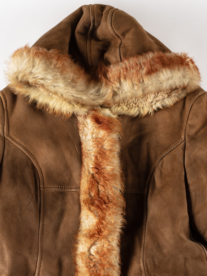 Vintage 70's Women Sheepskin Coat in BrownMN541