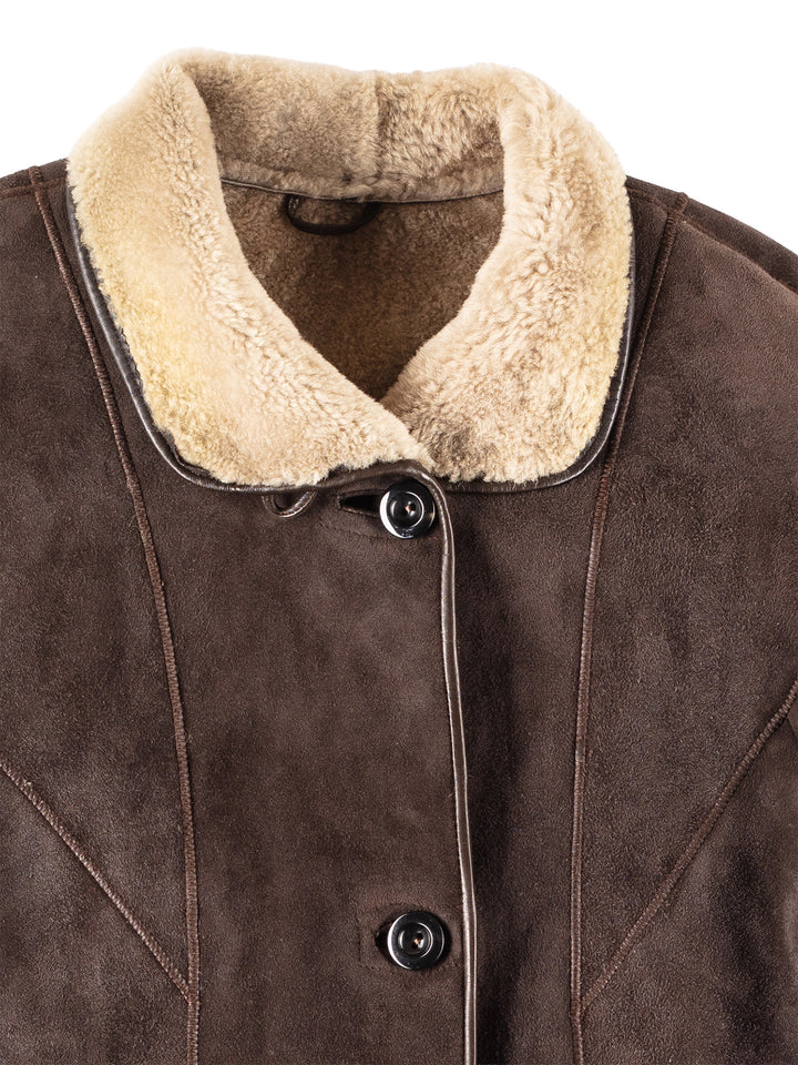 Vintage 80's Women Sheepskin Jacket in Brown