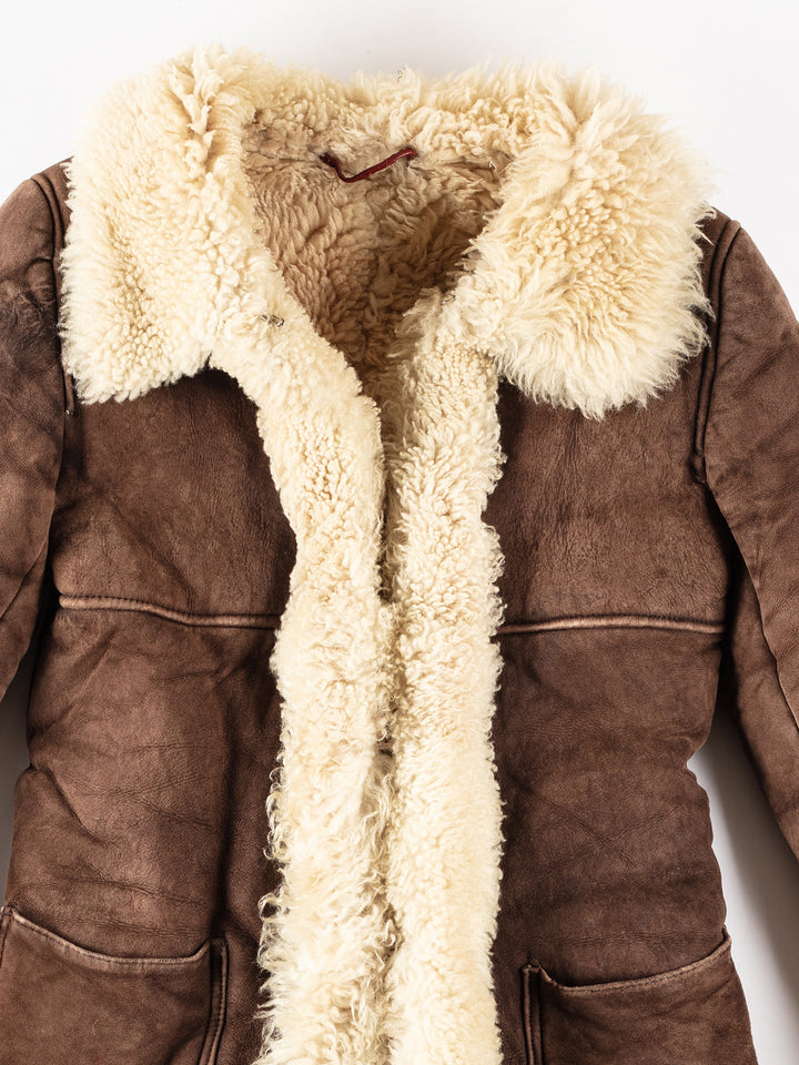 Vintage 70's Women Sheepskin Coat in BrownMN303